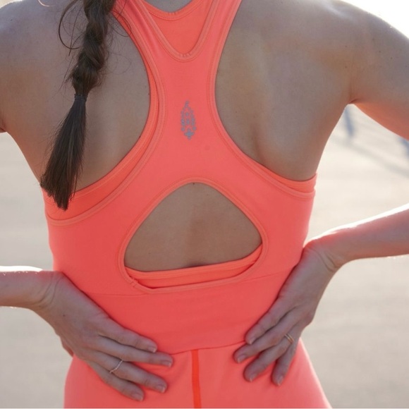 NWT Free People Movement neon coral runsie M/L - Picture 3 of 4